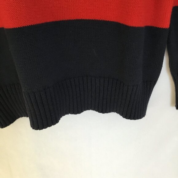 Tommy Hilfiger Quarter Zip Sweater Mock Neck Striped Cotton Women's Size Medium - Picture 10 of 11